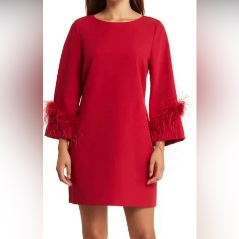 Sam Edelman Feathet Cuff Shift Dress wine burgundy berry cocktail party size 10